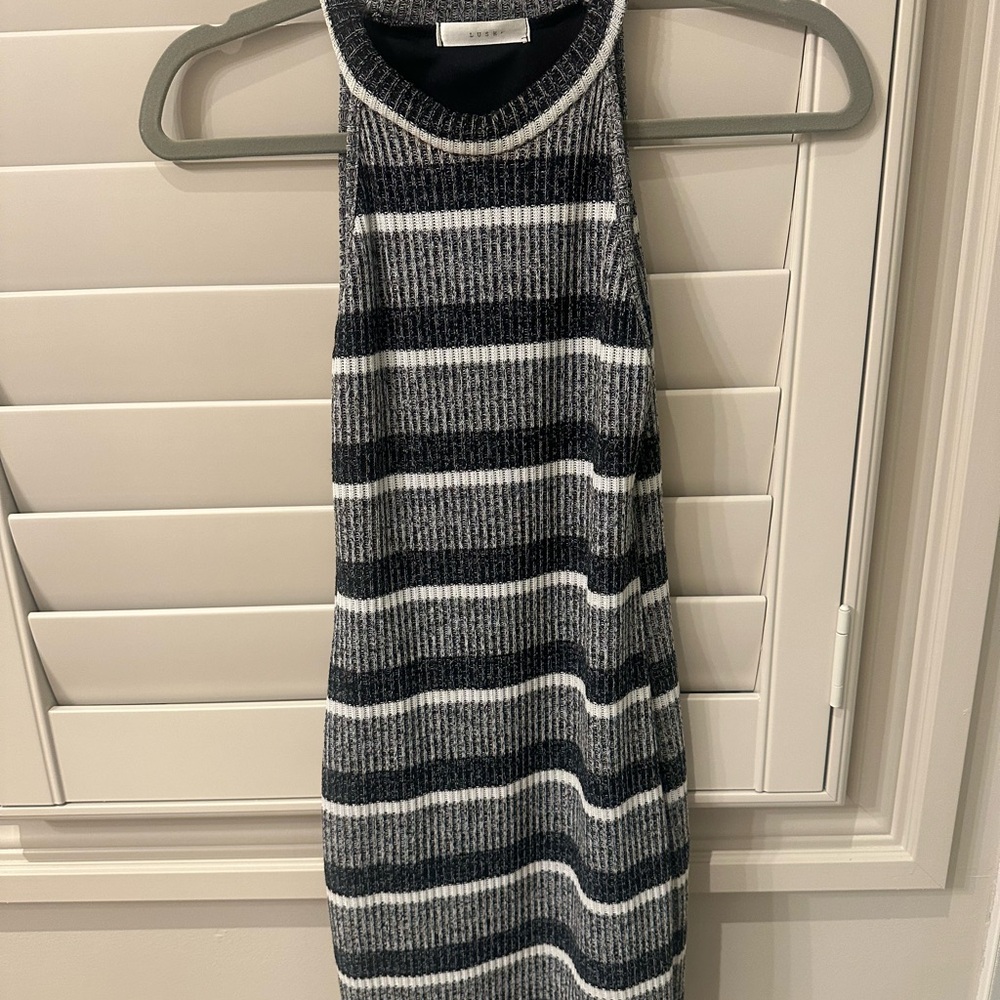 Lush Black and White Striped Mini Dress